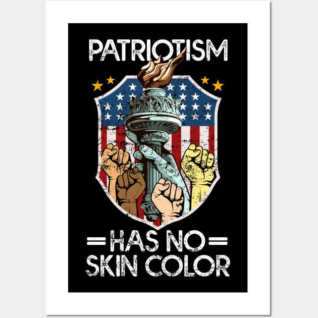 Patriotism Has No Skin Color Vintage Wall Art by cotevalentine